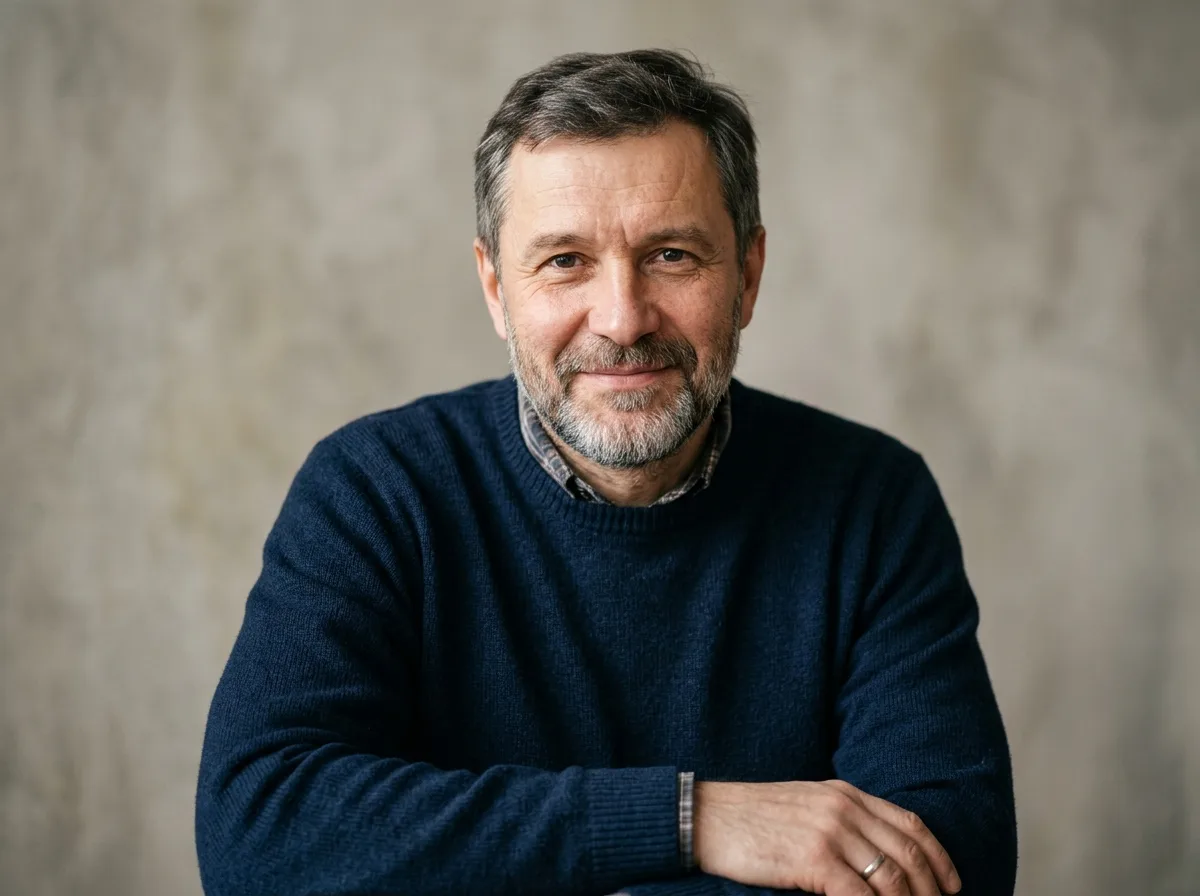 Фото мужчины средних лет Сергей П., портрет на нейтральном фоне